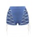 Blue Lace Up Zipper Eyelet Sexy Shorts