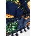 Dark-blue Pineapple Print Pom Pom Casual Elastic Shorts