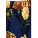 Dark-blue Pineapple Print Pom Pom Casual Elastic Shorts