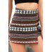 Dark-red Tribal Print Zipper Slit Casual Skorts