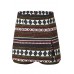 Dark-red Tribal Print Zipper Slit Casual Skorts