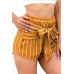 Orange Stripe Knotted Casual Shorts