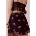 Cherry Print Ruffles Hem Tied Casual Shorts