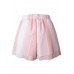 Pink Stripe Tied Scallop Hem Layered Casual Shorts