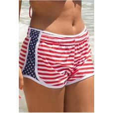 Red American Flag Printed Casual Dolphin Shorts