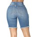 Blue Shredd Pocket Sexy Denim Shorts