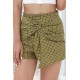 Yellow Asymmetrical Gingham Chic Shorts