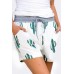 Cactus Print Drawstring Pocket Casual Shorts