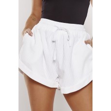 Drawstring Pocket Corduroy Casual Shorts