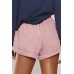 Pink Drawstring Pocket Corduroy Casual Shorts