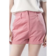 Pink Pocket Zipper Casual Shorts