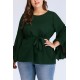 Flare Sleeve Tied Casual Plus Size Blouse