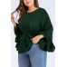 Flare Sleeve Tied Casual Plus Size Blouse