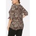 Leopard V Neck Twisted Tied Cuff Casual Plus Size T Shirt