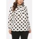 Polka Dot Print Tied Neck Long Sleeve Casual Plus Size Blouse