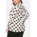 Polka Dot Print Tied Neck Long Sleeve Casual Plus Size Blouse