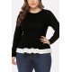 Ribbed Two Tone Peplum Casual Plus Size Blouse