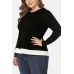 Ribbed Two Tone Peplum Casual Plus Size Blouse