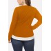 Orange Ribbed Two Tone Peplum Casual Plus Size Blouse