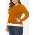 Orange Ribbed Two Tone Peplum Casual Plus Size Blouse