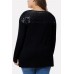 Sequin Splicing Twisted Long Sleeve Casual Plus Size T Shirt