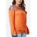 Orange Sequin Splicing Twisted Long Sleeve Casual Plus Size T Shirt