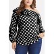 Polka Dot One Shoulder Ruffles Casual Plus Size Blouse