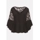 Lace Mesh V Neck Ruffles Trim Flare Sleeve Sexy Plus Size Blouse