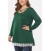 Crisscross Lace Trim Long Sleeve Casual Tee Top