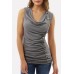 Ruched Button Decro Sleeveless Casual Plus Size T-shirt