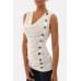 Ruched Button Decro Cowl Neck Sleeveless Casual Plus Size T-shirt