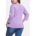 Purple V Neck Wrap Tied Casual Plus Size Blouse