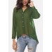 Button Up V Neck Long Sleeve Casual Plus Size Chiffon Blouse