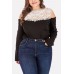 Lace Splicing Cold Shoulder Long Sleeve Sexy Plus Size Bodysuit