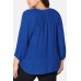 Blue Crochet V Neck Casual Plus Size Blouse