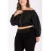 Off Shoulder O Ring Zipper Long Sleeve Sexy Plus Size Crop Top