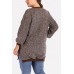 Coffee Round Neck Long Sleeve Slit Casual Plus Size Sweater