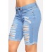 Light-blue Shredded Distressed Pocket Sexy Shorts