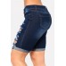 Dark-blue Shredded Distressed Pocket Sexy Shorts