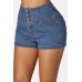 Blue Button Sexy Denim Shorts