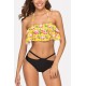 Yellow Flamingo Ruffles Cutout Halter Sexy Bikini