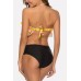 Yellow Flamingo Ruffles Cutout Halter Sexy Bikini