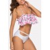 Flamingo Ruffles Cutout Halter Sexy Bikini