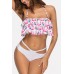 Flamingo Ruffles Cutout Halter Sexy Bikini