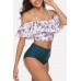 Floral Ruffles Bare Shoulder Sexy Bikini