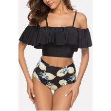 Lemon Ruffles Off Shoulder Sexy Bikini