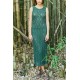 Teal Hollow Out Sleeveless Round Neck Casual Dress Cover Up