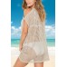 Apricot Knitted Hollow Out Casual Beach Dress Cover Up