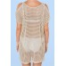 Apricot Knitted Hollow Out Casual Beach Dress Cover Up