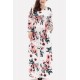 Floral Print Pocket Long Sleeve Casual Plus Size Maxi Dress